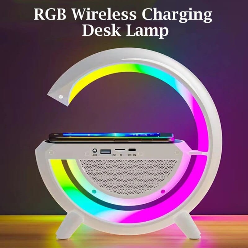 G-shaped RGB Light Table Lamp With Wireless Charger