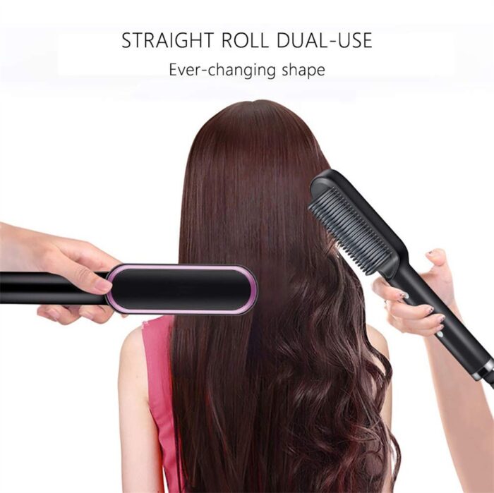 Hair Straightener Brush 2 In 1 Fast Heating Anti-Scald Style Tools
