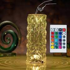 16 Colors LED Table Bedside Crystal Lamps Light